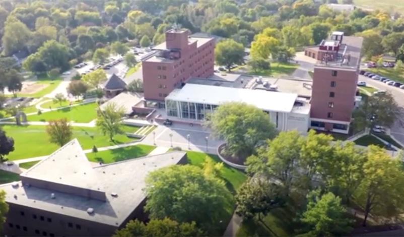 An areal image of campus from Warde Hall