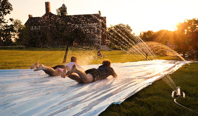 A water slide on Mount Mercy University campus